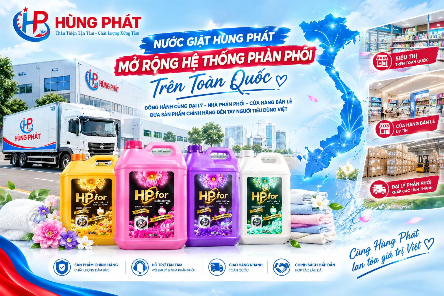 Nước Giặt Hùng Phát Mở Rộng Hệ Thống Phân Phối Trên Toàn Quốc