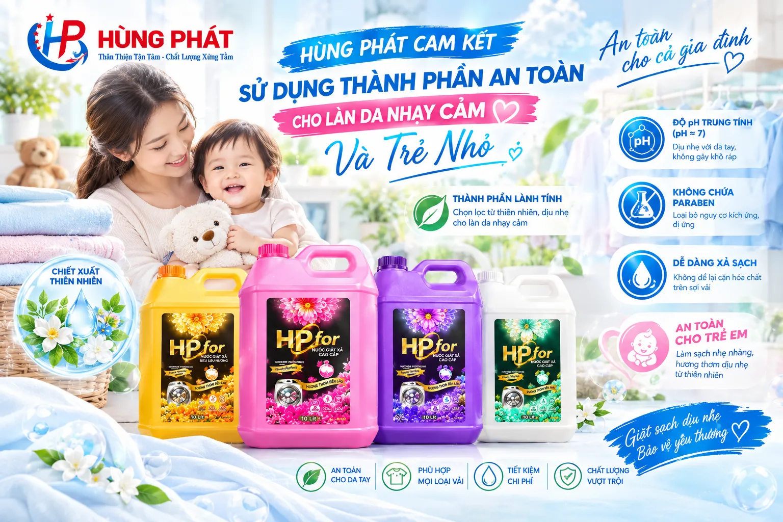 Tự Hào Ra Mắt Dòng Nước Giặt Hùng Phát Thế Hệ Mới: Đậm Đặc Hơn, Kháng Khuẩn Vượt Trội