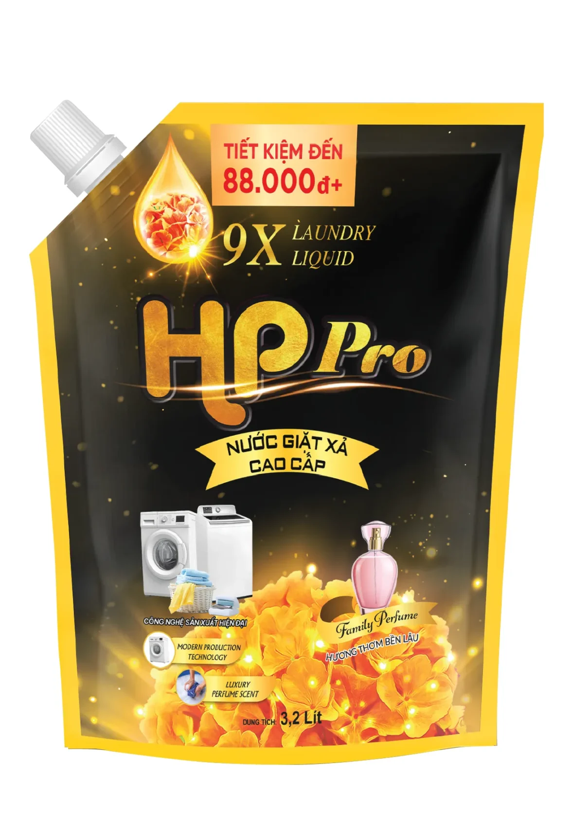 Nước giặt xả Siêu thơm HP Pro (Túi Vàng)